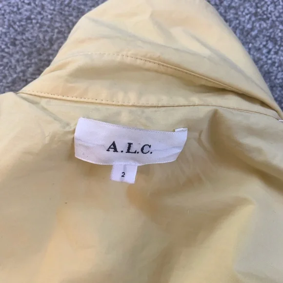 A.L.C. GEORGIA KNOTTED POPLIN SHIRT DRESS (Color: YELLOW, Size: 2) - Picture 8 of 10